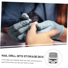 2pcs Acrylic Nail Drill Bits Storage Box Nail Art Polishing Head Organizer for Manicure Display Case for Beauty Salon