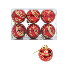 Christmas Tree Ornaments Silver Striped Balls 6cm 6 Sets