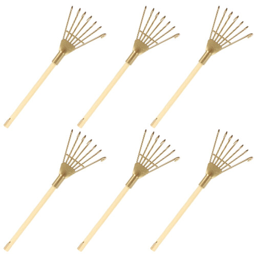 Ensemble de 6 mini râteaux à sable – Fer et bois