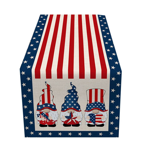 Linen Patriotic Table Runner 72 x 13 in