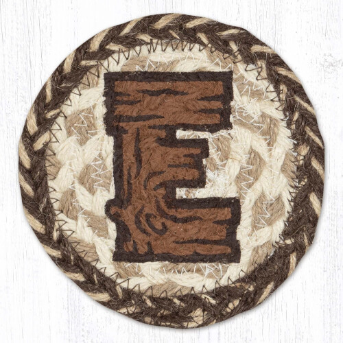 Rustieke onderzetter met E-monogram, 5x5 inch