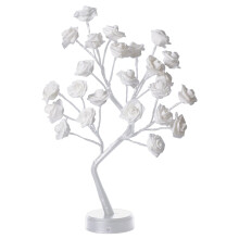 Lampada da tavolo a forma di rosa e bonsai, 24 LED, USB/a batteria