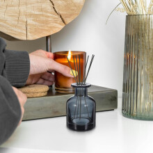 Lot de 2 flacons diffuseurs d'arômes cylindriques en verre, contenants pour bâtonnets de roseau, bocaux décoratifs vides