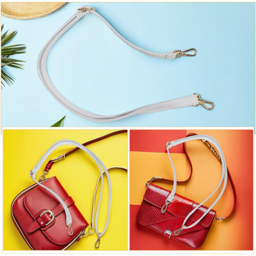 2pcs Adjustable PU Leather Crossbody Shoulder Straps with Light Gold Hardware 2