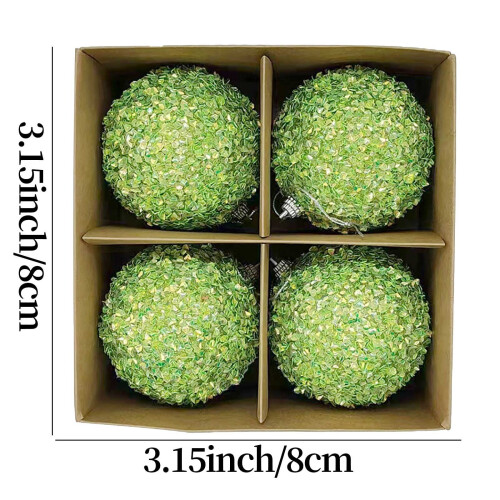Staron 4-Pack Green Christmas Baubles, 8cm Shatterproof 1