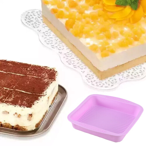 Square Silicone Cake Pan Non-Stick Heat-Resistant 2