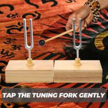Tuning Fork Set 440Hz Voice Resonance Instrument with Wooden Base and Hammer