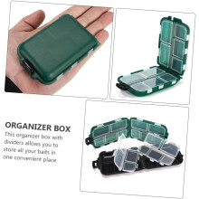 Lot de 2 boîtes à appâts de pêche avec compartiments, verte et noire, organisateur de rangement portable pour matériel de pêche