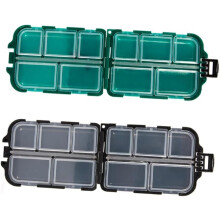 Caixa de isca de pesca de 2pcs com compartimentos organizador portátil de armazenamento de tackle de pesca verde e preto