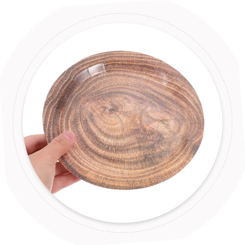 20pcs Wood Grain Paper Plate for Gathering Fruit Plate Design Convenient Multi-Function 2
