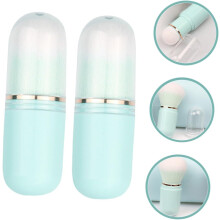 2pcs Travel maquiagem escova cápsula retrátil escova rosa suave cerdas para rosa fundação sombra de olhos
