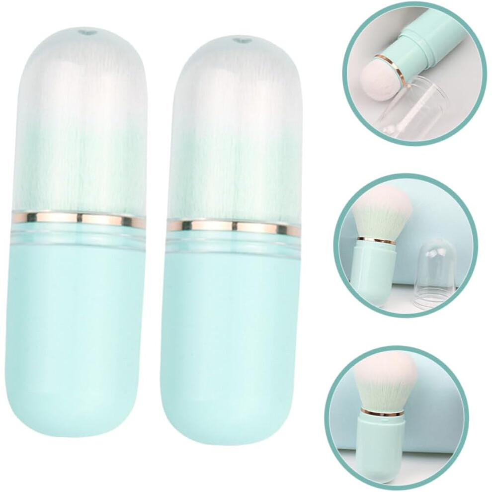 Hkhbjs 2Pcs Travel Makeup Brush Capsule Retractable Blush Brush Soft Gentle Bristles For Blush Foundation Eye Shadow