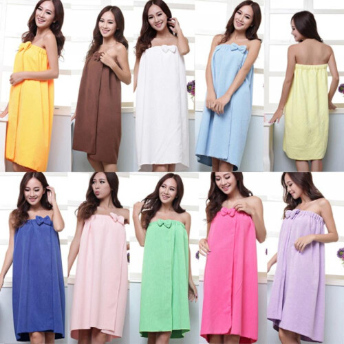 Women's bath robe microfiber sleeveless towel 1
