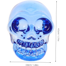 2 piezas de pequeñas esculturas de calaveras de cristal talladas a mano, estatuas de esqueletos humanos.