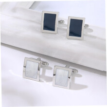 Eleganti gemelli rettangolari da uomo, 2 paia di bottoni in lega per camicia, accessorio raffinato.