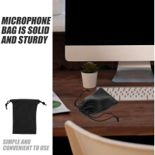 Étui de microphone en PU résistant aux éclaboussures, avec cordon de serrage et pochette de rangement compacte