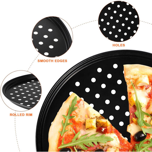 2er-Pack Pizzablech, Ofenform, runde Backform aus Kohlenstoffstahl 2