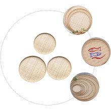 3 recogedores de bambú tejido para pintar, recogedores redondos, bandejas de almacenamiento decorativas de bambú tejido.