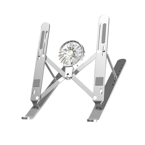 Multiple Angle Aluminum Laptop Stand Cooling Fan 7-Silver