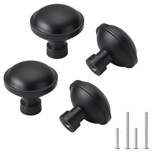 Bouton de commode en alliage de Zinc, 4 pièces, poignée de-Noir