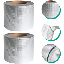Wasserdichtes, selbstklebendes Butyl-Aluminium-Dichtungsband, 5 cm x 2 Stück, zur Reparatur von Dachlecks und zur Abdichtung von Rohrleitungen