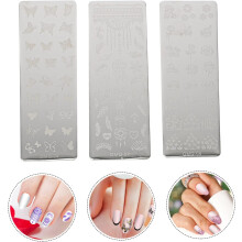 3-teiliges Set Nagelkunst-Schablonen, Maniküre-Schablonen, einzigartige Nagelstempel-Schablonen, Stempelplatten