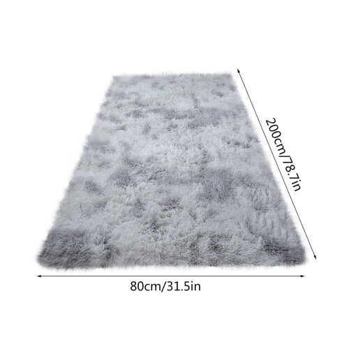 Tapis gris clair 200 x 80 cm, antidérapant, en polyester 2