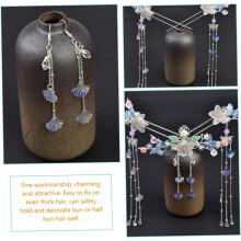 Hanfu Acessórios de cabelo Conjunto de bastões de cabelo para mulheres e pães elegantes Inclui borsas florais e