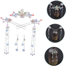 Hanfu Hair Accessories Set Hair Sticks for Women and Elegant Buns Includes Floral Tassels and