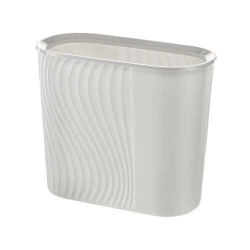 Slanke, gestreepte plastic afvalbak van 4 gallon (ca. 15 liter) wit 1