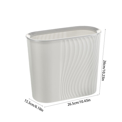 Slanke, gestreepte plastic afvalbak van 4 gallon (ca. 15 liter) wit 2