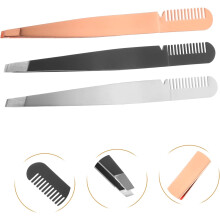 3-teiliges Set Pinzettenkämme aus Edelstahl, Augenbrauenpinzetten, Augenbrauenklemmen für Make-up-Werkzeuge