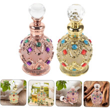 2 st tomma återfyllningsbara eteriska oljeflaskor bärbara parfymbehållare vintage dekorativa glas
