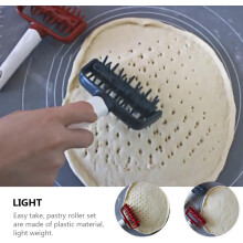 Set di 2 mattarelli per impasto pizza in plastica, pratico per uso continuo, previene la formazione di bolle nell'impasto.