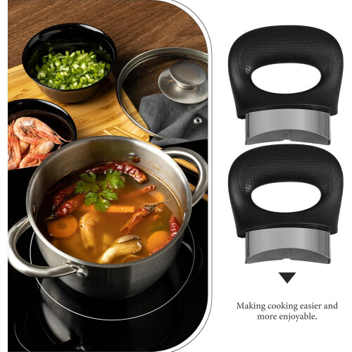 2pcs Replacement Pot Handle Black Plastic Side Handles with Ergonomic Design Enhanced Safety 2