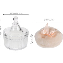Cipria per il corpo in peluche con scatola portaoggetti in vetro, morbida e delicata, con applicatore bicolore.