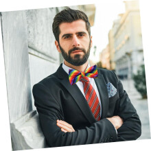 pajaritas unisex con rayas arcoíris para decoración de fiestas y festivales, juego de pajaritas preanudadas de colores