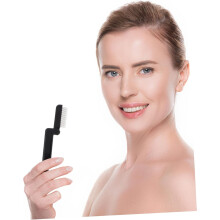 Juego de 3 peines plegables para cejas y pestañas, cepillo curvo negro de acero inoxidable, mini herramienta para el cuidado de las cejas.