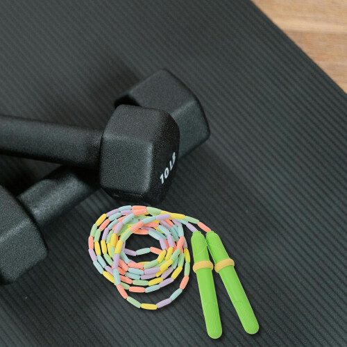 2Pcs Bamboo Beaded Jump Rope for Beginners, Adjustable Length