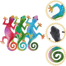 3er-Set Metall-Gecko-Anhänger, Garten-Wanddekoration, leicht, rostfrei, kreativ