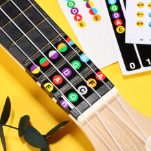 3 stk. gitarfingerguide-klistremerker for ukulele gripebrettet, selvklebende papir, assorterte farger, enkel å påføre