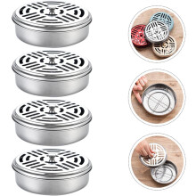 4 Stück runde Edelstahlboxen mit Deckel für schnelle und einfache Rauchverteilung