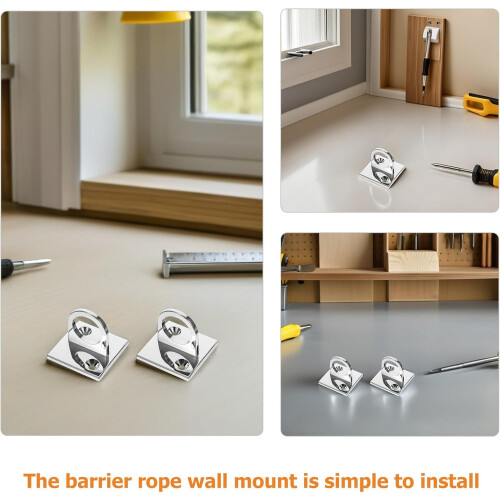 2pcs Concierge Pole Rack Wall Bracket for Rope Barrier Queue Line Hardware Rope Wall Ring Mounting Ring 2