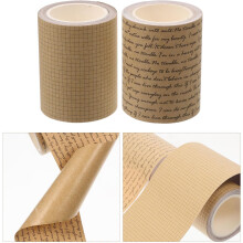 Vintage kraftpapier scrapbooktape set, 2 rollen van elk 60 mm, decoratieve zelfklevende knutseltape