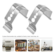 2 stuks thermometerclips voor vleesthermometer, sensorclip met 3 gaten en kliksluiting, roestvrijstalen klem