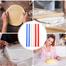 Reglas medidoras de masa antiadherentes, 6 unidades, de silicona, para medir el grosor de la masa al hornear.