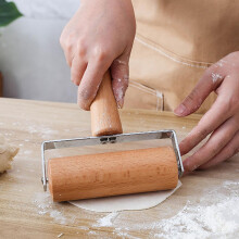 2pcs Household Wooden Rolling Pin Set with Anti-Rust Synthetic Material, Easy to Clean Pastry Roller