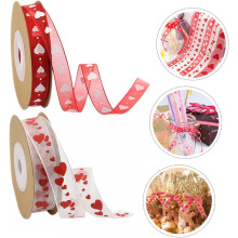 2 Rollen rote Jacquard-Herzbänder