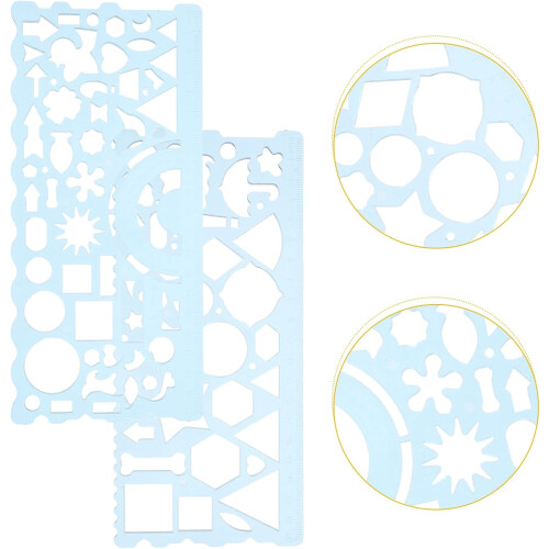 2pcs Plastic Drawing Templates Geometric Stencils Measuring Rulers Multifunctional Drafting Tools 2