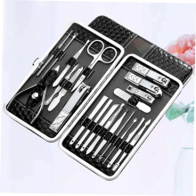 Cortaúñas de acero inoxidable de 21 piezas, herramienta ergonómica de precisión para manicura y pedicura.
